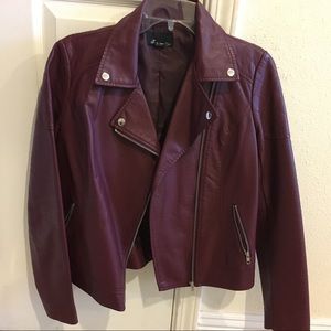 Burgundy faux leather jacket